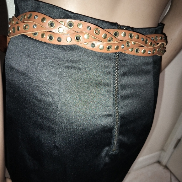 Miss Sixty Brown Criss Cross Studded Leather Belt Sz M. EUC - Picture 3 of 16